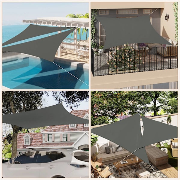 Rootz Premium Sun Sail Shade - Baldakin - Solsejl - UV-beskyttelse - Vandtæt - Holdbar - 200g/m² PES-stof - Flere størrelser tilgængelige