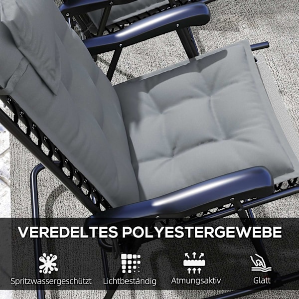Rootz 2 stykker Sun Lounger Edition - Garden Lounger Pads - polstrede puder - Vandafvisende - 50 cm x 116 cm x 5 cm, grå
