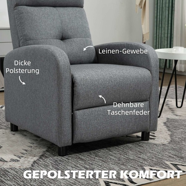 Rootz Relaksation Napr Chair - Rucliner - Lounger - Pocket Spring Core - tukee jopa 150 kg - 67 x 87 x 98 cm - harmaa