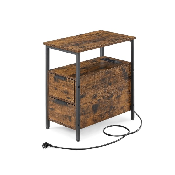 Rootz Vintage Brown-Classic Musta sivupöytä - Lastulevy teräshuonekalut - Yöpöydän päätypöytä - Tukeva rakenne - Tilava säilytys - Helppo koota - 60 c