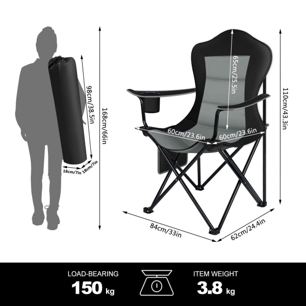 Rootz Campingstol - Sammenklappeligt sæde - Udendørs liggestol -