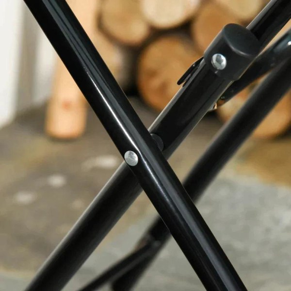 Rootz Havebord - Sidebord - Bistrobord med glas - Sammenklappeligt - Metal - Sort - Ø45 x 50H cm