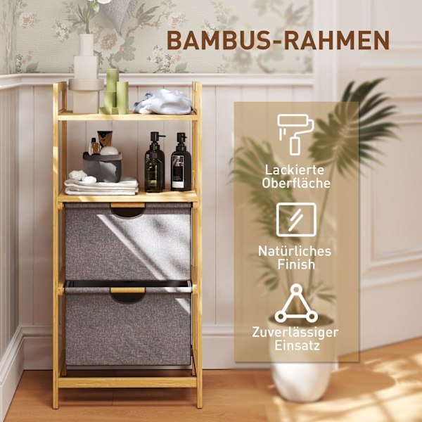 Rootz Bambus vaskeri - Tøjarrangør - Opbevaringsløsning - Rumbesparelse - 44W x 34d x 96H cm