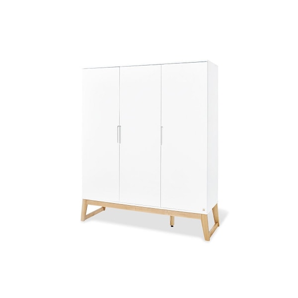 Rootz Nursery Bridge 3 -stykke sæt - barneseng, skiftende enhed, garderobe - alsidig design - holdbar MDF, aske træ - barneseng: 150x76x94 cm, gardero