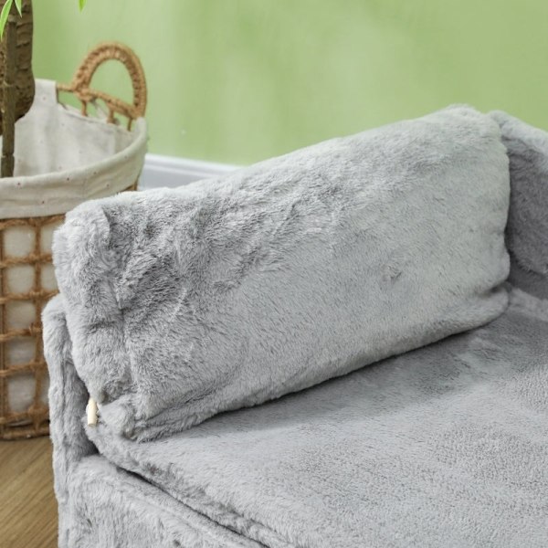 Rootz Plys Hundesofa - Hyggelig kæledyrssofa - Forhøjet design - Vaskbare betræk - Blød pude og pude - 80 cm x 50 cm x 40 cm