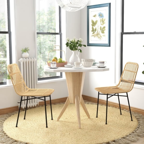 Rootz Matstolsset - Köksstol - Boho Style - Hållbar konstruktion - Golvskydd - Mångsidig design - 45cm x 57cm x 83cm - Naturlig + Svart