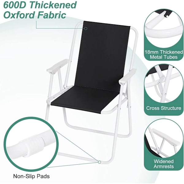 Rootz Folding Camping Stol Sæt - Strandstol - Bærbar Stol - Let og foldbar - Stabile jernrør - 58cm x 53cm x 76cm