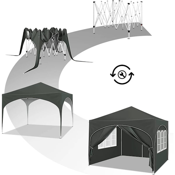 Rootz Ultimate Outdoor Gazebo - Weather Shelter - Event Pavilion - Stark metallram - UV- och regnskydd - Enkel installation - 3x3m