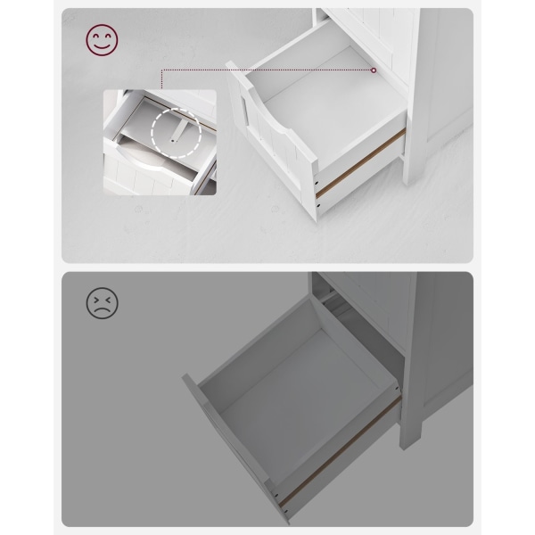 Rootz Sideskab - Kommode - Opbevaringsorganisator - Funktionelt design - Robust udførelse - Pladsbesparende - 30 cm x 82 cm x 30 cm - Hvid - MDF-plade