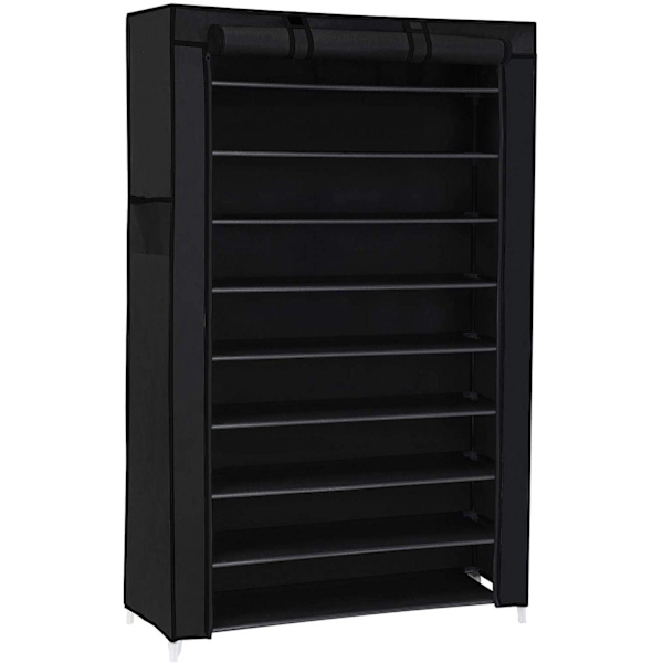 Rootz Skostativ - Skoskab - 10 niveauer - Stof - 40 par sko - Sort - 88 x 28 x 160 cm