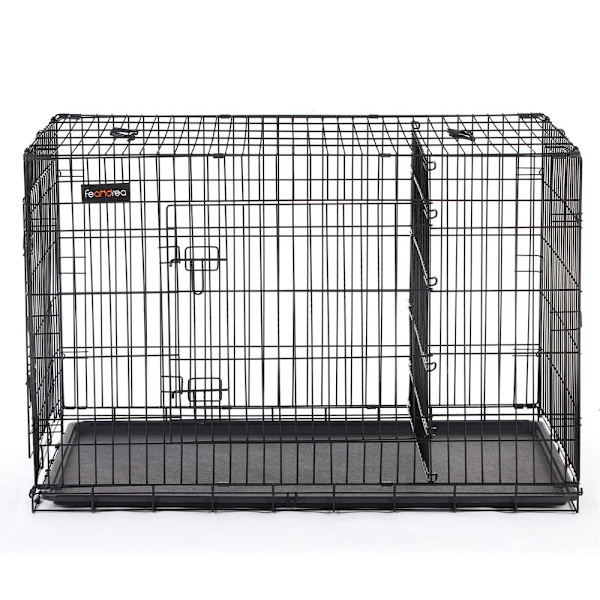 Rootz hundbur med 2 dörrar - Tvådörrars hundgård - Hopfällbar hundbur - Mångsidig - Robust hundbur - Järntråd - Svart - 122 x 74,5 x 80,5 cm (L x B x