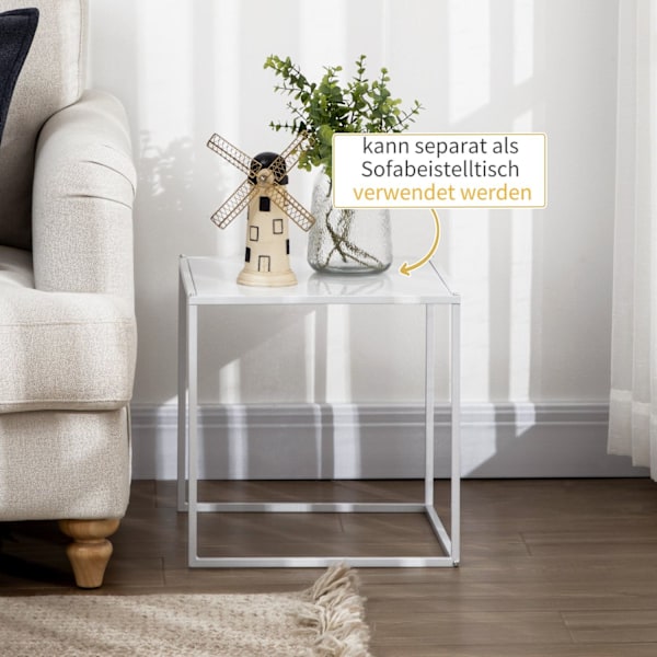 ROTZ SIDABORD SET - Moderna häckbord - Rymdbesparande soffbord - Robust stålram - 40 cm x 40 cm x 40 cm