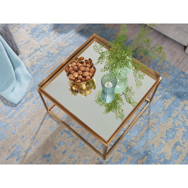 Rootz soffbord glas metall 60x60x41 cm soffbord guld spegel - Design vardagsrumsbord Square - Litet soffbord Modernt spegelglas - Sidobord sidobord va