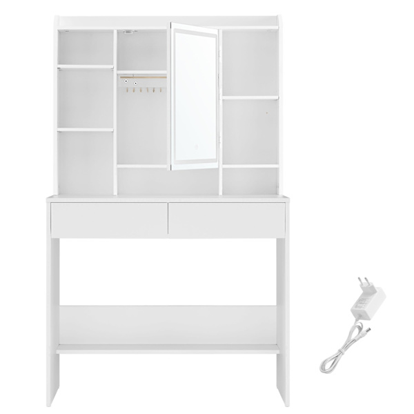 Rootz White Toiletbord - Spånplader - Makeup Skrivebord - Opbevaringsorganer - 40 cm x 90 cm x 144,7 cm - 31,6 kg - 100 kg Belastningskapacitet