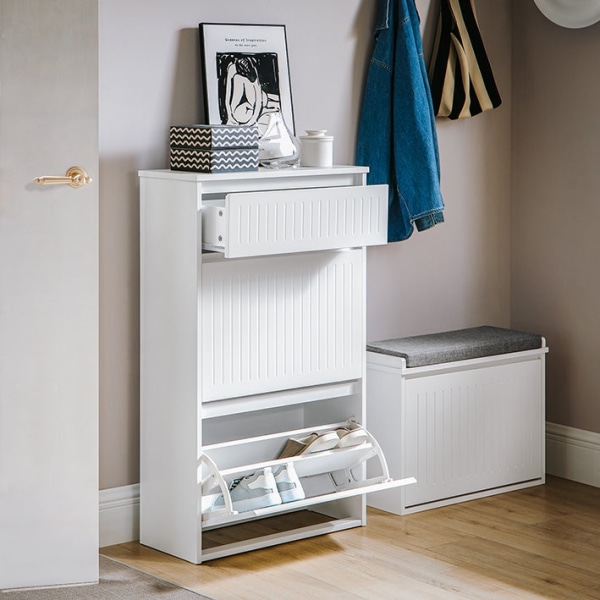 Rootz Shoe Tipper Cabinet - Skoställ - Skoförvaringsorganisator - Mångsidig förvaring - Enkel montering - Slitstarkt MDF-material - 61cm x 100cm x 26c