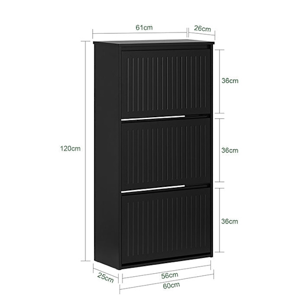 Rootz justerbart skoskab - Skovipper - Skostativ - Alsidig opbevaring - Justerbare rum - Nem montering - 61 cm x 120 cm x 26 cm