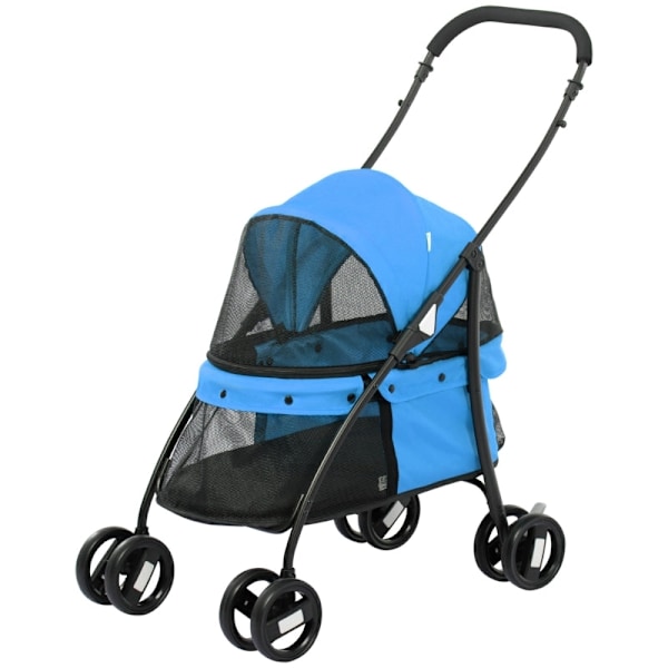 Rootz Dog Buggy - Kæledyrsklapvogn - Baldakin - Foldbart design - Stålkonstruktion - Blå/sort - 82 cm x 47 cm x 97 cm