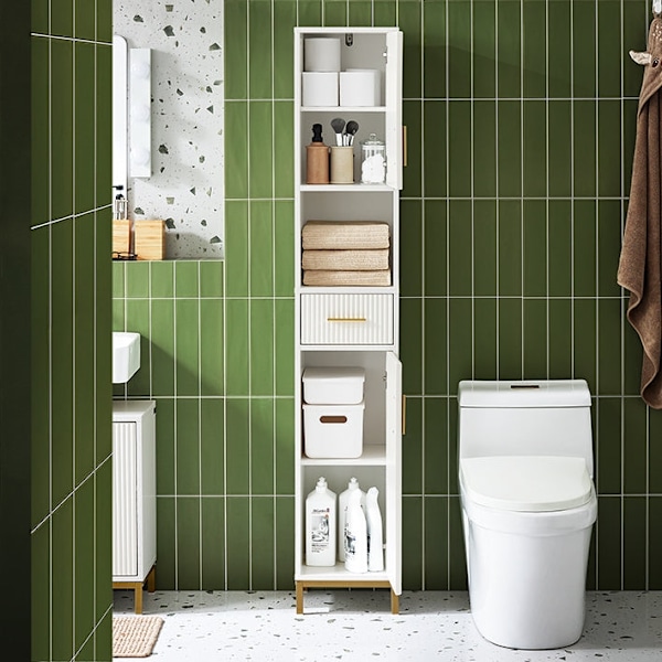 Rootz Tall Cabinet - Badeværelsesopbevaring - Slim Arrangør - Elegant design - 30x170x30cm