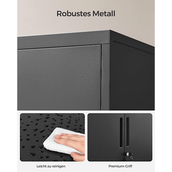 Rootz stålmetalskab - Opbevaringsorganisator - Sort - Justerbare hylder - Heavy Duty - 40cm x 80cm x 90cm
