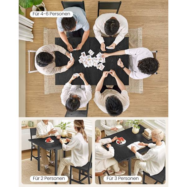 Rootz Folde Spisebord - Ibenholt Sort - Blæk Sort - Spånplade Stål - Pladsbesparende - 78 cm x 120 cm x 76,2 cm - Letvægt 17,5 kg