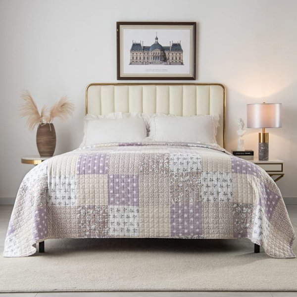 Rootz Tagesdecke Bettüberwurf - Päiväpeite - Peitto - Peitto - Peitto - Laukkupeitto - Sängynpäällinen - Purppura+valkoinen - 220x240cm