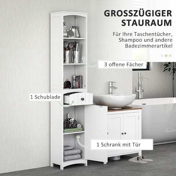 Rootz badeværelse skab med hylder - opbevaringsenhed - arrangør - let ren, 34 cm x 24 cm x 170,5 cm