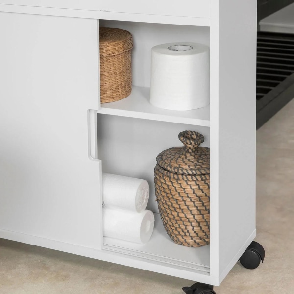 Rootz Ny version Toiletpapirrulleholder til badeværelse - Opbevaringsskab til badeværelset Skab på hjul