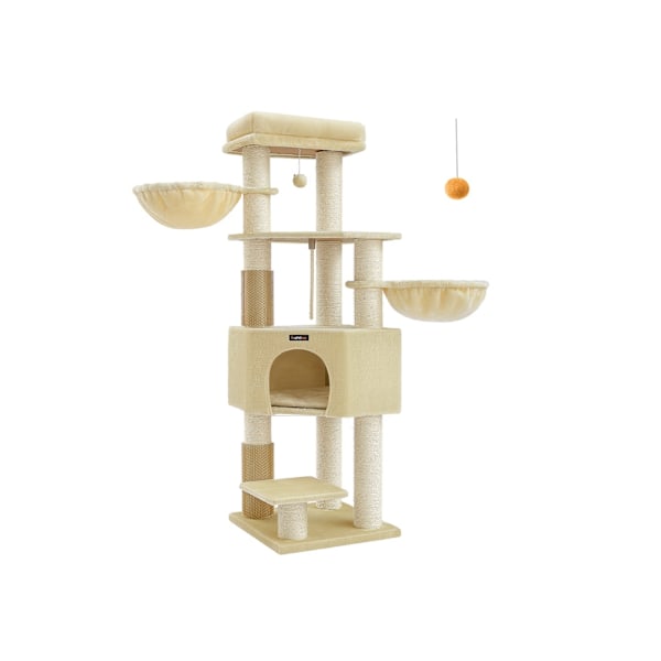 Rootz Cat Tree Tower - Skrapstolpe - Cat Scratcher - Spånskiva plysch - Idealisk för flera katter - 50 cm x 50 cm x 160 cm