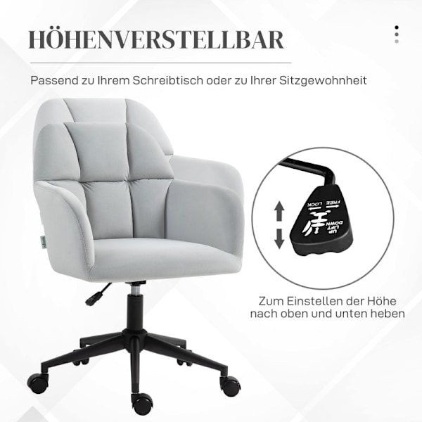 Rootz kontorsstol - Vridbar skrivbordsstol - Ergonomisk sittplats - Plysch vaddering - 58cm x 58,5cm x 78-86cm