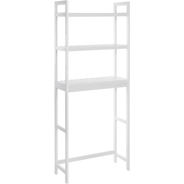 Rootz wc-teline - Kylpyhuonekaappi - WC-kaappi - 3-kerroksinen - Kylpyhuoneen järjestäjä - Valkoinen - Bambu - 63 x 26 x 163 cm