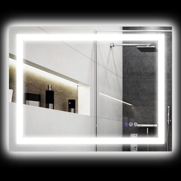 Rootz LED-badrumsspegel - Väggmonterad sminkspegel - Sminkspegel - Justerbar belysning - Anti-dimteknik - 80cm x 60cm x 4cm
