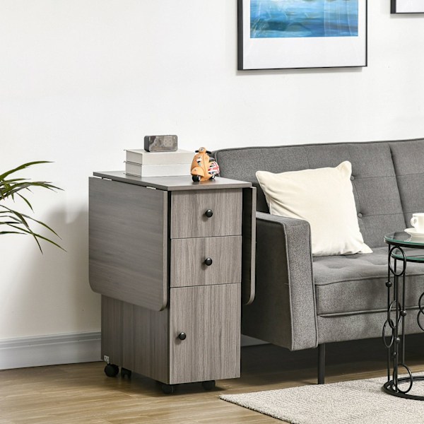 Rootz folding matbord - köksbord - utrymmebesparande - 2 hyllor och 2 lådor - 120 cm x 60 cm x 76,5 cm - grå