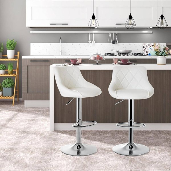 Rootz Barpall - Fuskläder - Metallram - Högdensitetsskum - Justerbar i höjdled - Krombas - Vridbar pall - 84-106cm x 35x38cm