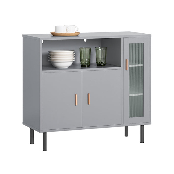 Rootz Moderne køkkenskab - Skænk - Entreskab - Kommode - MDF og metalkonstruktion - Justerbare hylder - Anti-Tip Design - 80cm x 75cm x 35cm