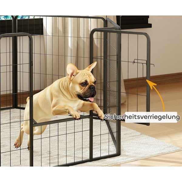 Rootz Dog Fene - PET -kotelo - 6 paneeli PlayPen - Taitava ja kestävä teräs - suorakulmio 160x80x80cm - ihanteellinen pentuille ja keskisuurille koiri