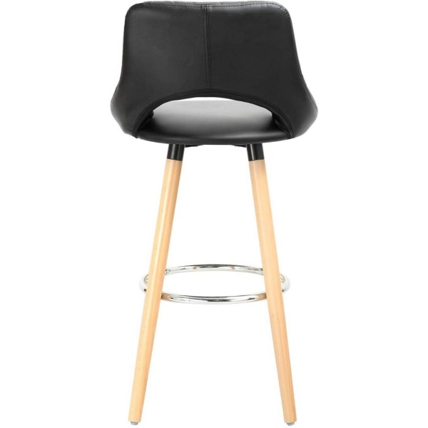 Rootz keinonahkainen baarijakkara - Puurunkoinen jakkara - Mukava istuin - Kestävä ja vakaa - Helppo koota - 91 cm x 43 cm x 43 cm