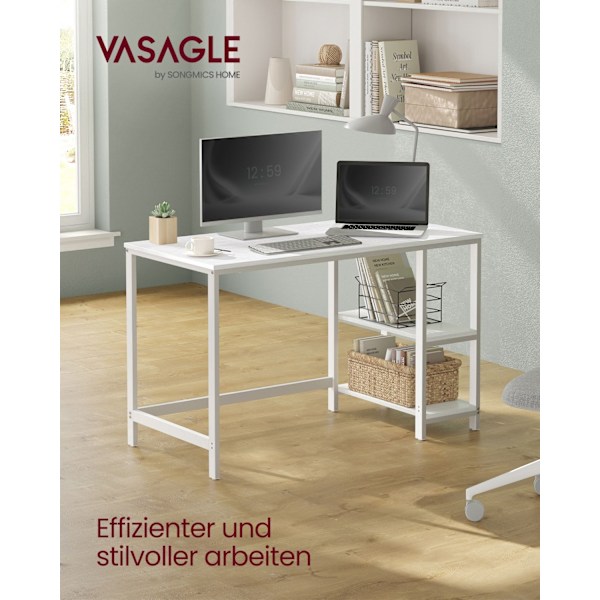 Rootz Maple White Desk - Kirjoituspöytä - Työpöytä - Lastulevy- ja teräsrakenne - Tilava työpinta - Helppo koota - 60 cm x 120 cm x 76 cm