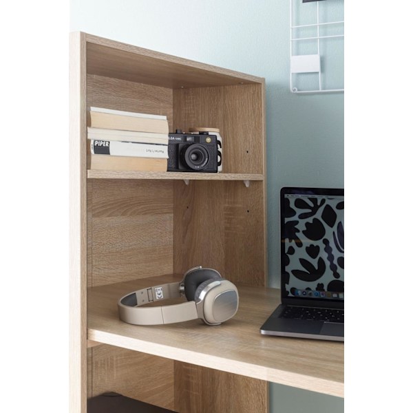 Rootz skrivebord med hylde 120 x 120 x 53 cm Sonoma wood Modern - Skrivebordshylde opbevaringsrum PC bord - Computer skrivebord med hylde - Design bor