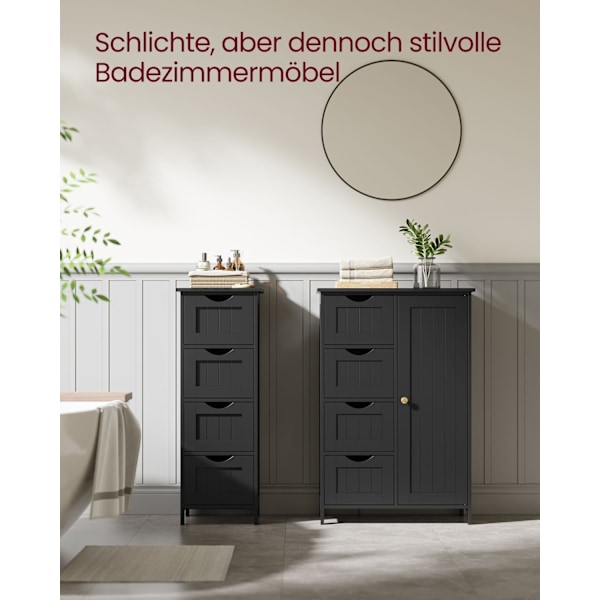 Rootz Kylpyhuonekaappi - Säilytysyksikkö - MDF-huonekalut - 30cm x 55cm x 82cm - Muste musta - 13,3kg - 45kg Hyllykapasiteetti - Helppo koota