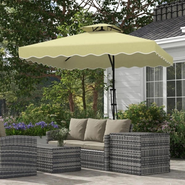 Rootz Parasols Paraply - Cantilever Paraply - Dekorativ kant - Ventilationskapell - Offset design - Paraplytak - Metall-polyester - Beige - 2,4x2,4x2,