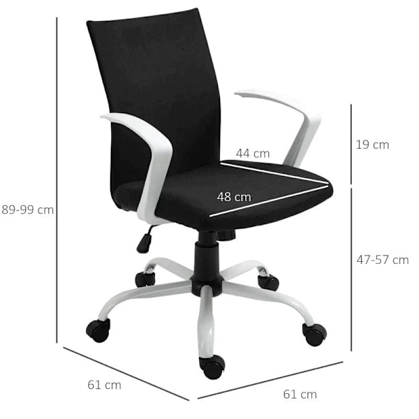 Rootz Kontorstol - Skrivebordsstol - Computerstol - Hjemmekontorstol - Sort - 61 x 61 x 89-99 cm