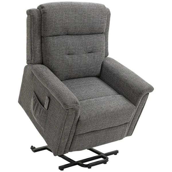 Rootz Fåtölj - Ståstol - Fåtölj - Tv-stol - Inkl. Fjärrkontroll - Fotstöd - Stål - Grå - 89L x 96W x 108H cm