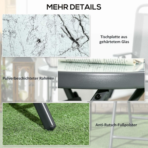 Rootz sammenfoldelig sidebord - udendørs foldningsbord - kompakt gårdhavebord - vejrbestandig og let at rengøre - 45 x 45 x 50 cm