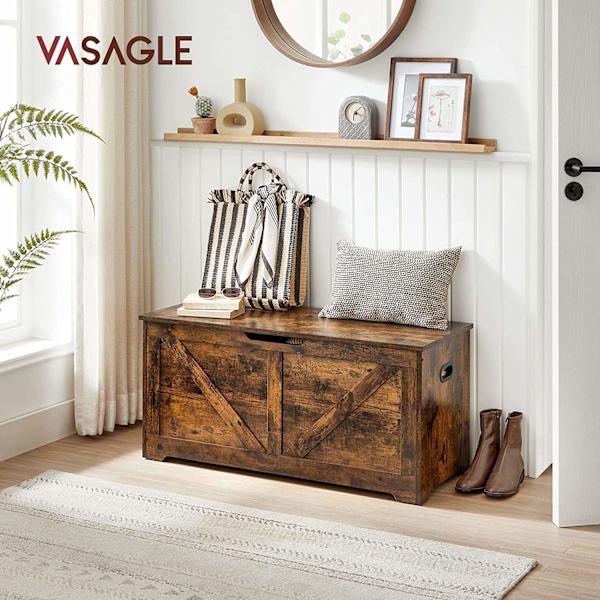 Rootz Vintage Brown -kenkäpenkki - sisääntulopenkki - lastulevymateriaali - 100 kg:n enimmäiskuormitus - 100 cm x 40 cm x 46 cm