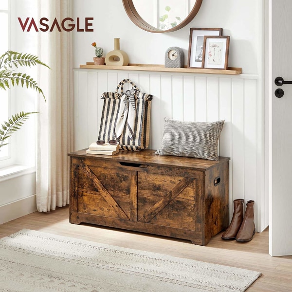 Rootz Vintage Brown Skobænk - Entrébænk - Spånplademateriale - 100 kg Maks. belastningskapacitet - 100 cm x 40 cm x 46 cm