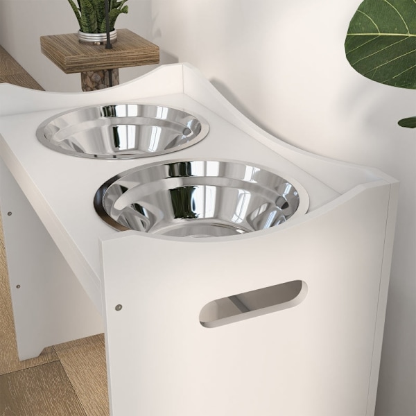 Rootz PawHut justerbar foderstation - Holdbar foder til kæledyr - Stilfuldt hundeskålstativ - Ergonomisk design - Nem at rengøre - 54 cm x 31,5 cm x 4