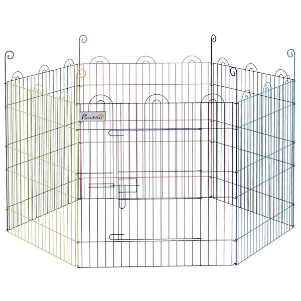 Rootz Outdoor Run Puppy lekhage - Mångsidig Pet Pen - Puppy Play Yard - Slitstark metall - Enkel installation - Färgglad - Ø120 x 60H cm