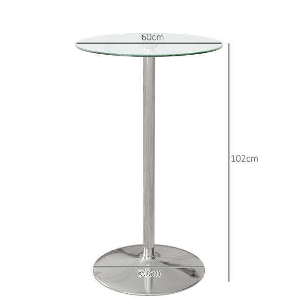Rootz Barbord - Bord för 2 personer - Modern design - Runt bord - Pulverlackerat stål - Silver - 60 x 60 x 102 cm