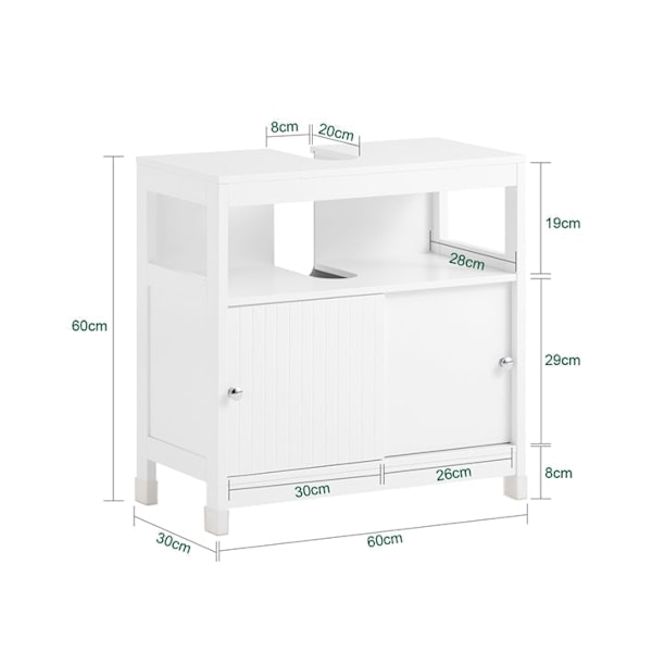Rootz Base Cabinet - Opbevaringsskab - Skydedørskabinet - Rumbesparende design - 60x60x30cm