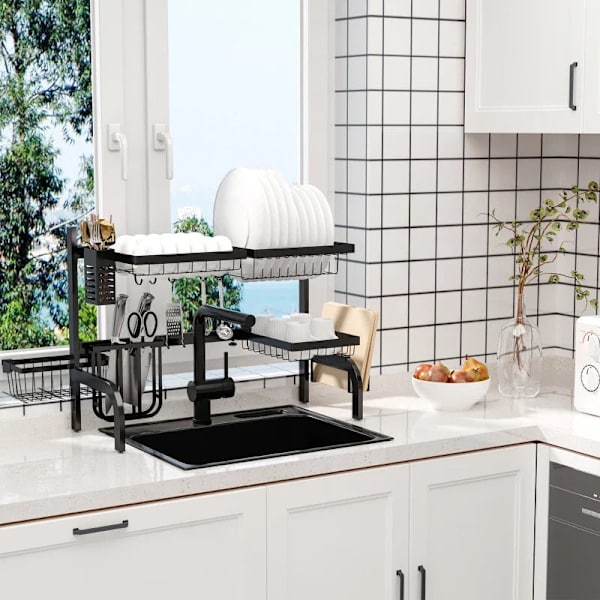 Rootz Dish Drainer - Justerbar längd - Många element - Flexibelt arrangemang - Svart - 93 x 30 x 52cm